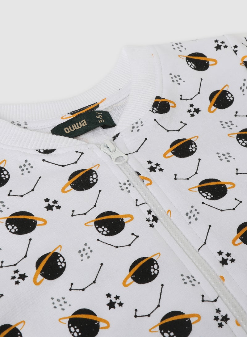 QUWA Boys All Over Printed Sweatshirt White/Black/Light Yellow  - Image 3