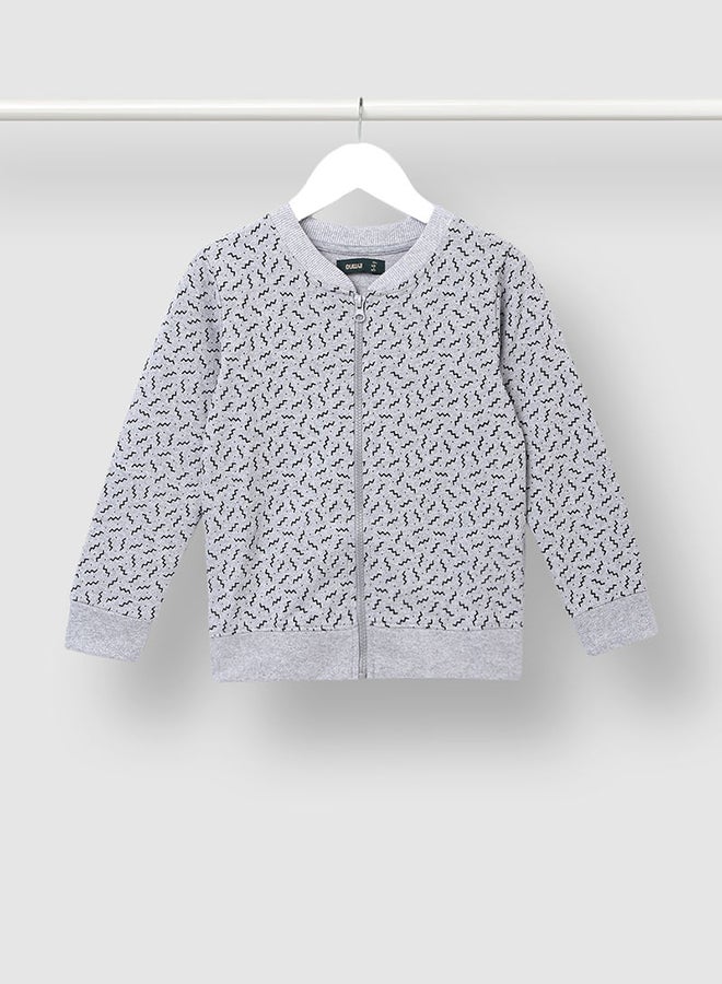 QUWA Boys All-Over Print Zip-Up Jacket Gray/Black  - Image 1