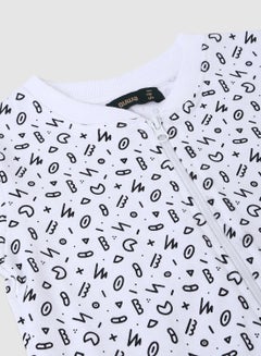 QUWA Boys All-Over Print Zip-Up Jacket Black/White  - Image 3