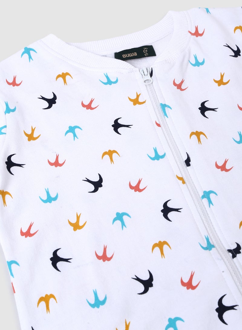 QUWA Boys Printed Long Sleeve Casual Bomber Jacket White/Blue/Navy  - Image 3