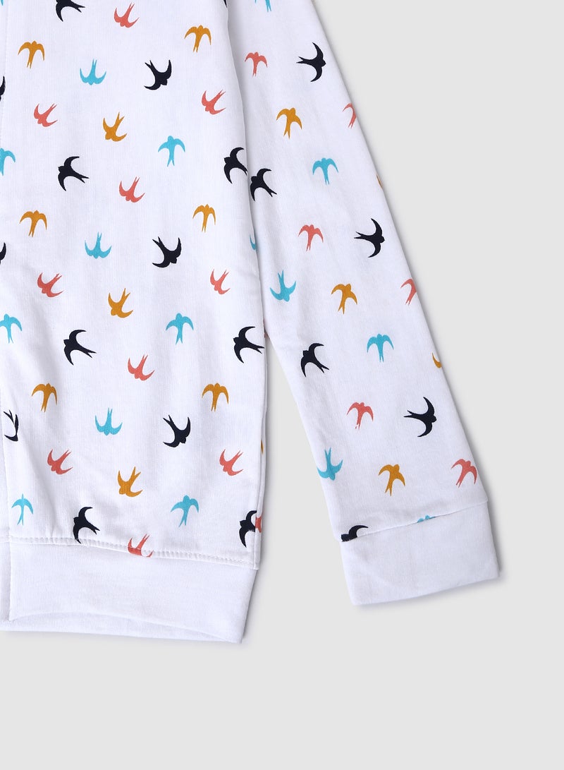 QUWA Boys Printed Long Sleeve Casual Bomber Jacket White/Blue/Navy  - Image 4