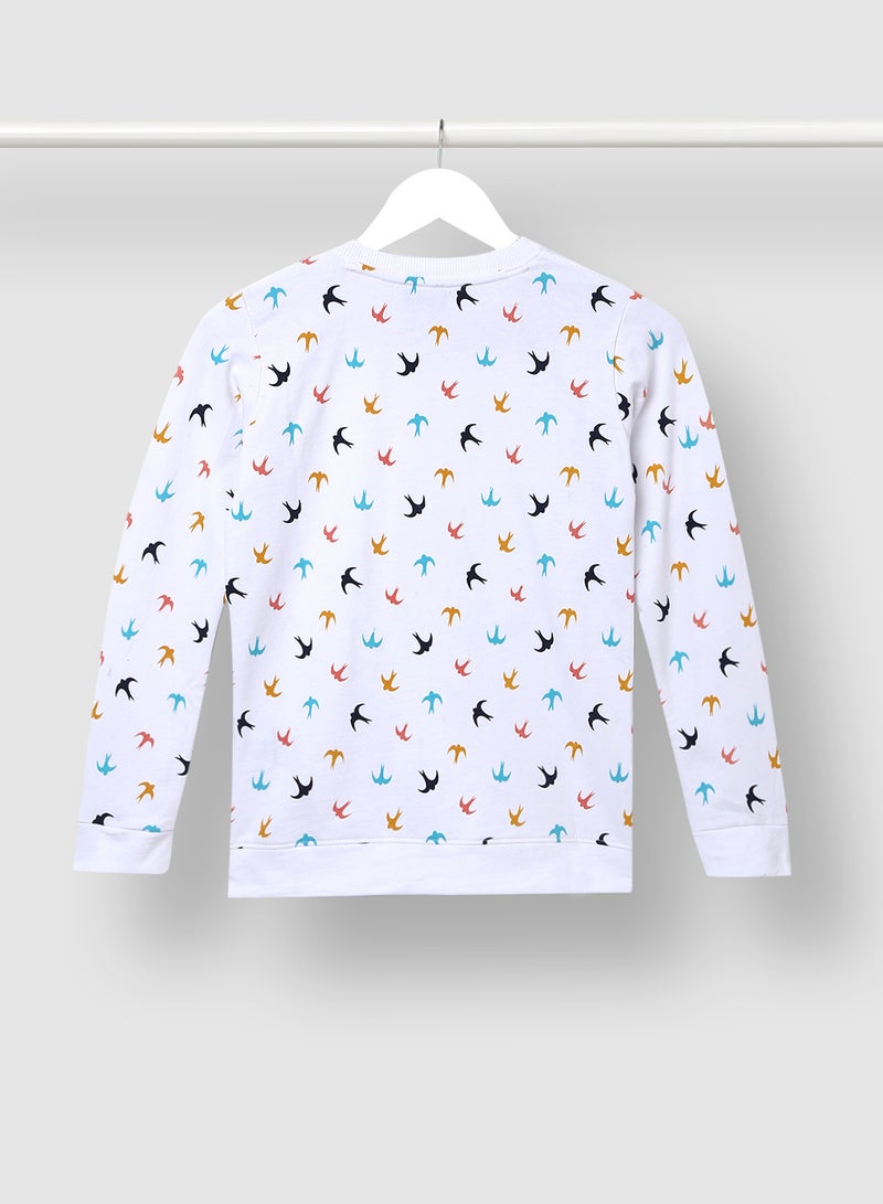 QUWA Boys Printed Long Sleeve Casual Bomber Jacket White/Blue/Navy  - Image 2