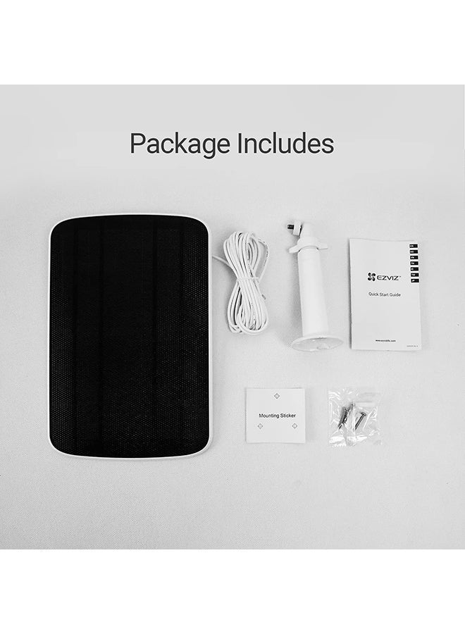 EZVIZ - Solar Panel Power Supply for Wireless Outdoor Security Camera, Compatible with EZVIZ BC1C (eLife), BC1 Sets & C3A, IP65 Waterproof, 4 Meters Cable, Adjustable Mount, Continuous Power Supply - Image 1