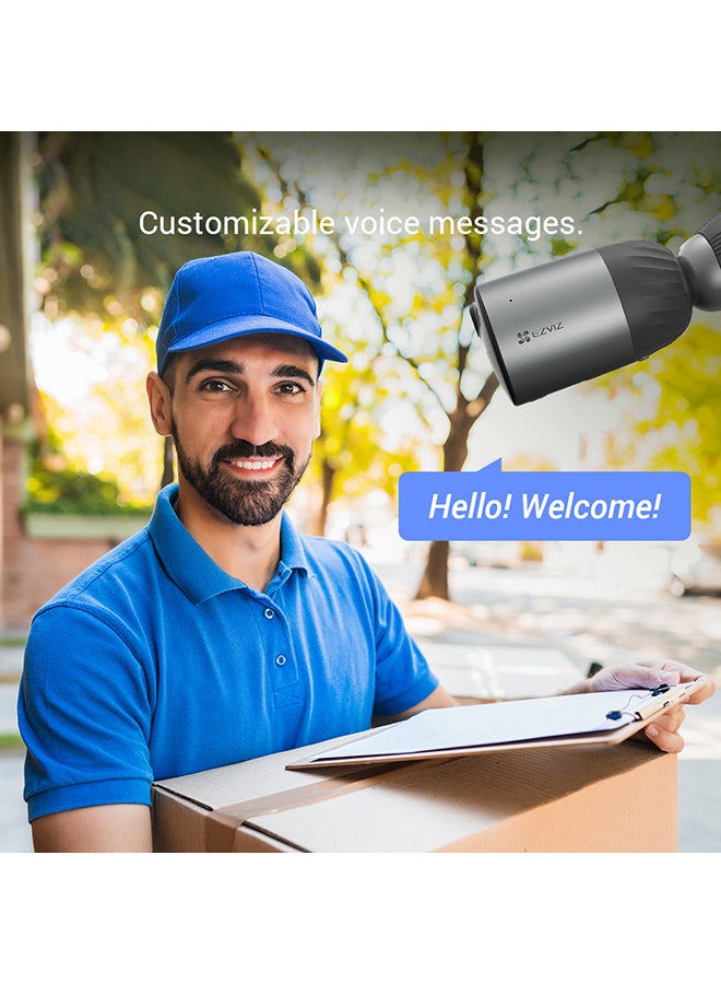 إيزفيز - كاميرا مراقبة إي لايف CCTV خارجية من إيزفيز بجودة 1080p بعمر بطارية 210 يوم، ذاكرة داخلية مدمجة بسعة 32 جيجابايت، مستشعر أشعة تحت حمراء غير النشط لكشف الحركة، رؤية ليلية ملونة، صوت ثنائي الاتجاه، ضد الماء بمعيار IP66، تعمل مع مساعد أليكسا طراز (BC1C) - Image 1