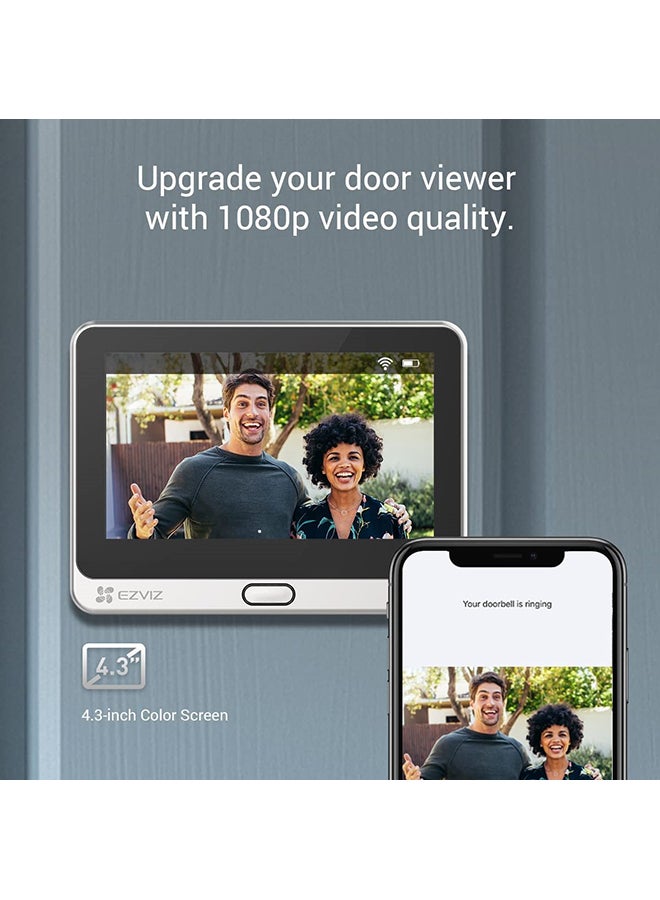 إيزفيز - منظار باب DP2C وكاميرا لتصوير الفيديو بدقة 1080p يثبت بفتحة الباب مع شاشة ملونة مقاس 4.3 بوصة - Image 1