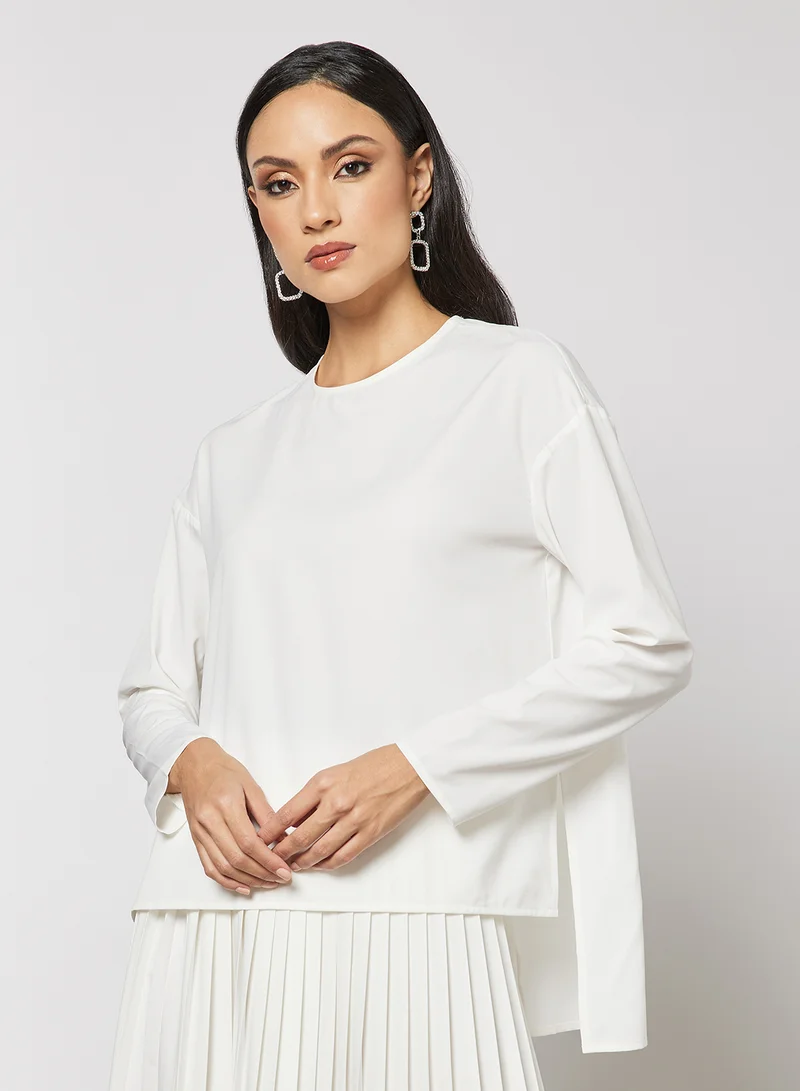 DESERT COVE FASHION Top With Pleated Maxi Skirt Set White
