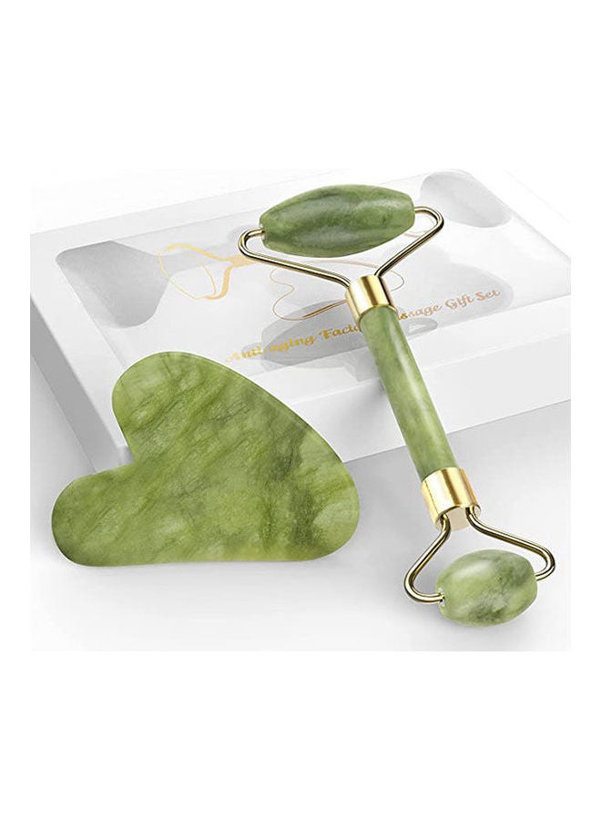 Generic Jade Roller & Gua Sha Set Green  - Image 1