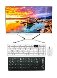 كمبيوتر مكتبي الكل في واحد IKWAP238F بشاشة فل اتش دي مقاس 23.8 بوصة ومعالج كور i3-380M وذاكرة رام سعة 4 جيجابايت ومحرك أقراص SSD سعة 128 جيجابايت ونظام تشغيل ويندوز/ بطاقة رسومات إنتل عالية الوضوح وملصق لوحة مفاتيح بملصق عربي اللغة الإنجليزية أبيض