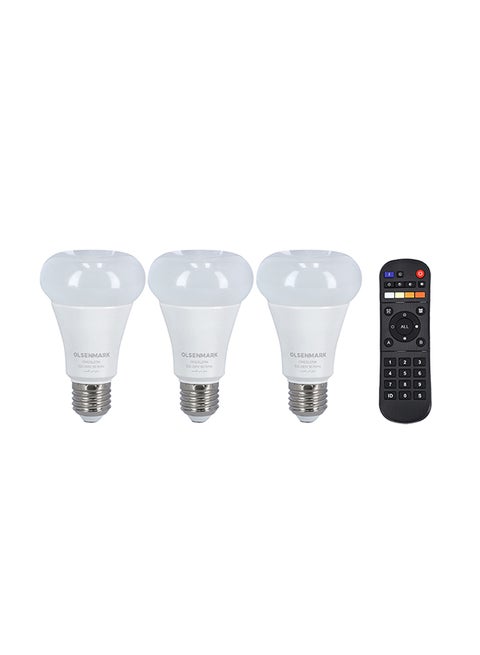3-Piece Smart LED Light Bulb With Remote White