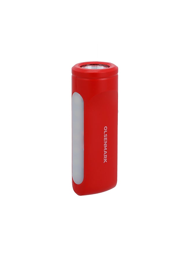 Olsenmark - Rechargeable Emergency LED Flashlight Torch and Light Red 0.103kg - Image 1