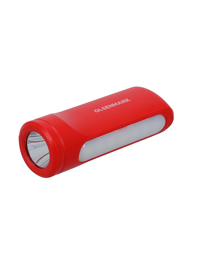 Olsenmark - Rechargeable Emergency LED Flashlight Torch and Light Red 0.103kg - Image 1