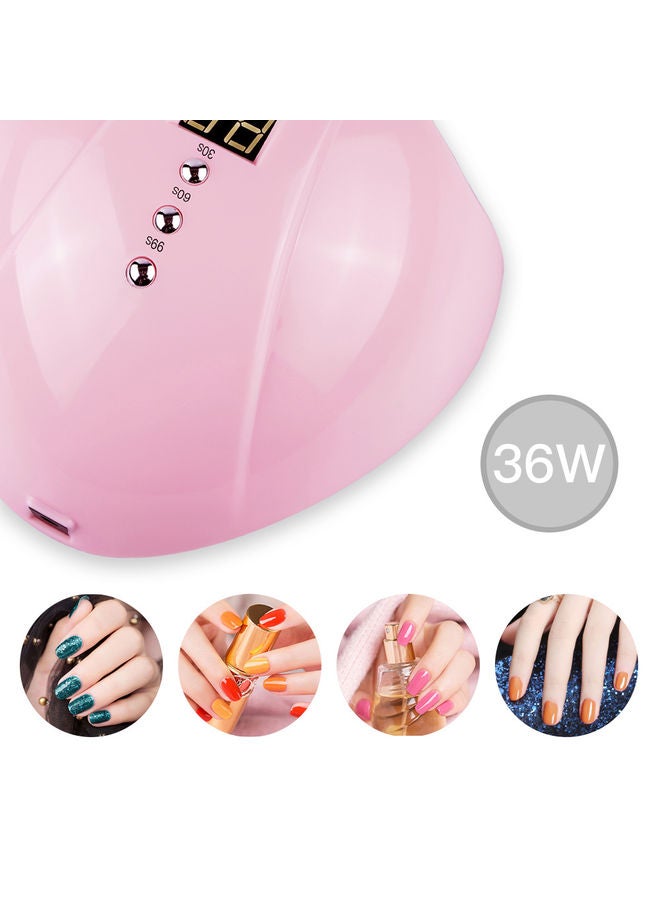 36W Gel UV LED Nail Lamp Nail Dryer Gel Polish Curing 3 Timers Automatic Sensor Nail Art Tools Accessories Pink - Image 1
