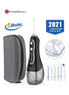 KinseiBeauty Portable Dental Water Flosser IPX7 Waterproof Cordless Water Dental Flosser 300ml Black  - Image 1