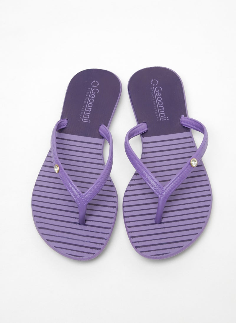 Geoomnii - Roslin Printed Slip On Slipper Light Purple - Image 1