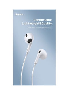 Baseus Baseus Encok Type-C lateral in-ear Wired Earphone C17 - White White  - Image 2