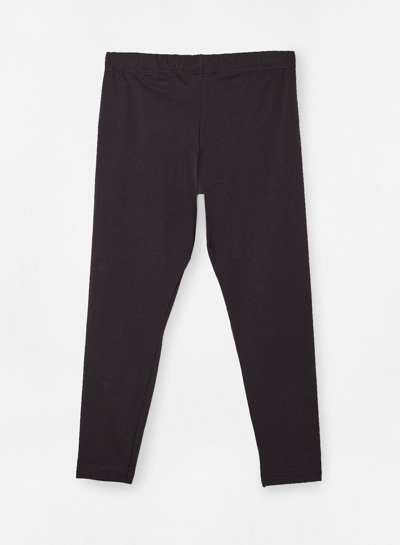 ABOF Elastic Waist Mid-Rise Skinny Fit Plain Leggings Dark Grey  - Image 2