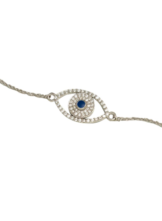 Pipa Bella - Silver Plated Blue Color Cubic Zirconia Safiya Evil Eye Bracelet - Image 1