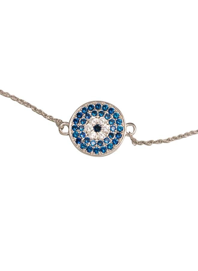Pipa Bella - Silver Plated Blue Color Cubic Zirconia Tahira Evil Eye Bracelet - Image 1