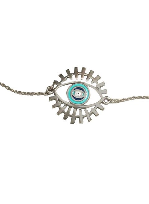 925 Sterling Silver Plated Cubic Zirconia Ekrem Evil Eye Bracelet