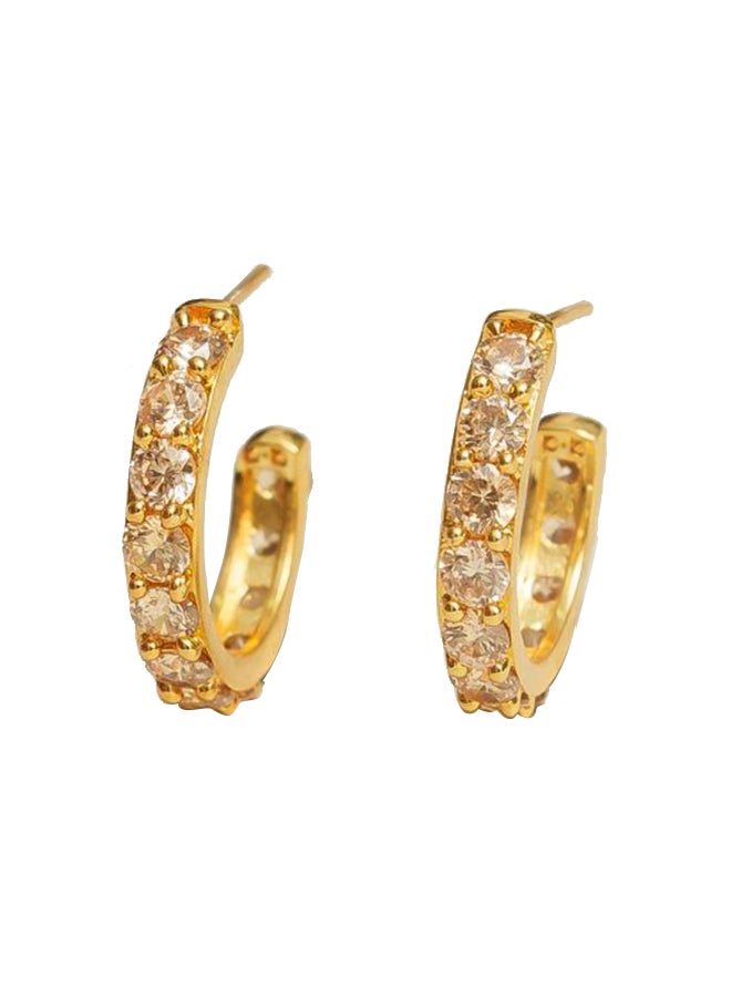 Pipa Bella - Champagne Jordan Beige Color Studded Huggie Earrings - Image 1