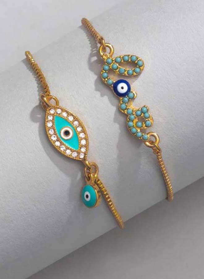 Pipa Bella Elif Evil Eye Turquoise Color Bracelets (Set of 2) - Image 2