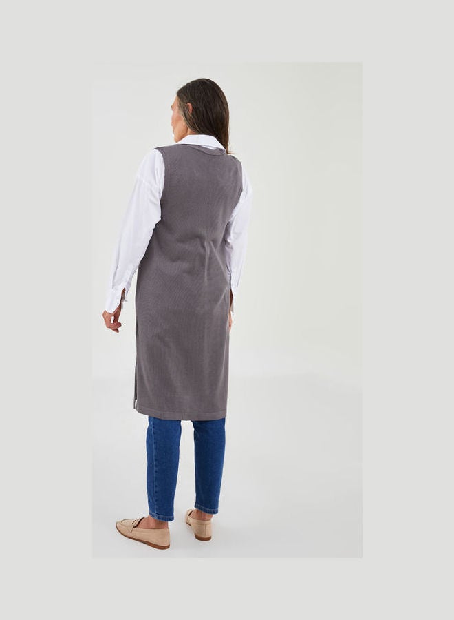 LC WAIKIKI - Grace V-Neck Openwork Viscose Women's Vest Mid Grey - Image 1