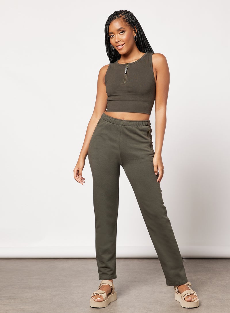 Les Girls Les Boys - Straight Leg Sweatpants Green - Image 1