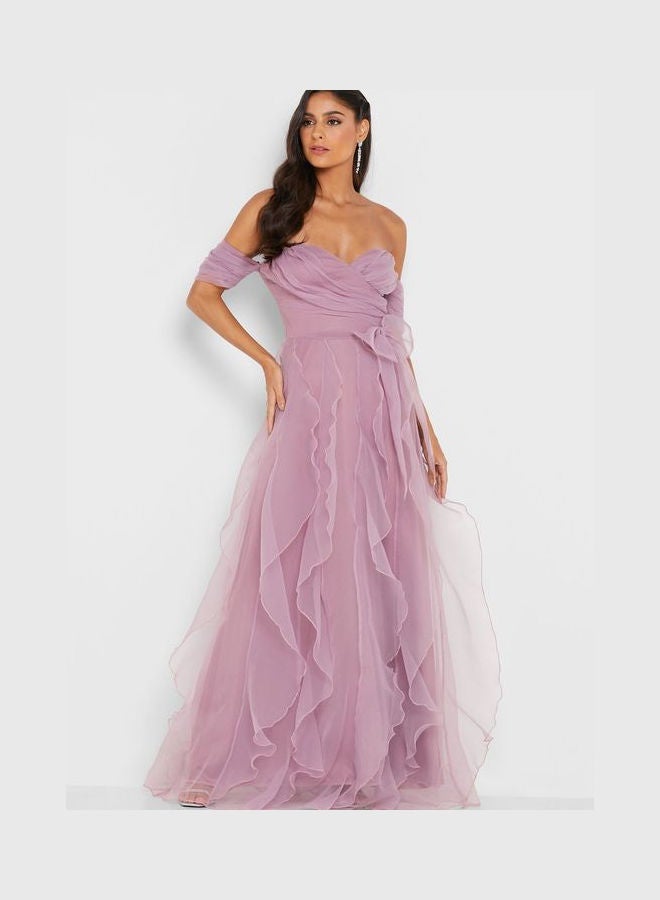 Ella Limited Edition Off-Shoulder Ruffled Dress Purple  - Image 1