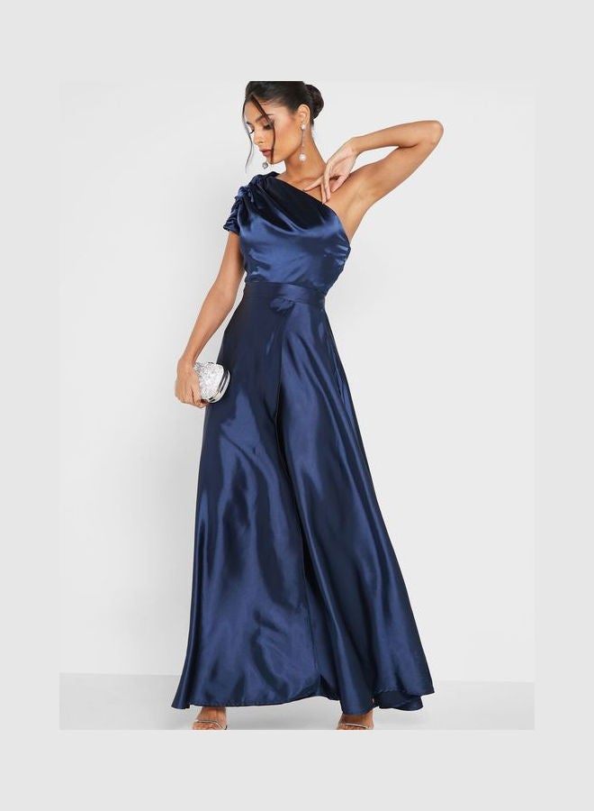 Ella Limited Edition One-Shoulder Slit Dress Navy  - Image 4