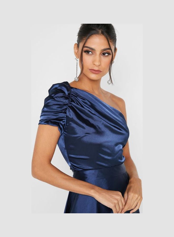Ella Limited Edition One-Shoulder Slit Dress Navy  - Image 3
