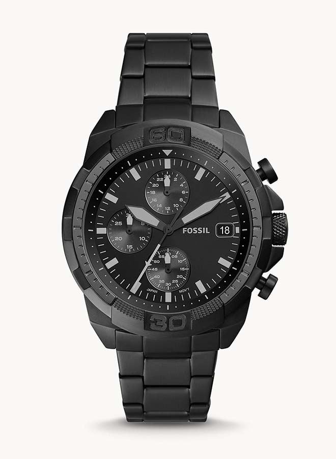 FOSSIL Men's Bronson Round Shape Chronograph Wrist Watch FS5853 - 44mm - Black  - Image 1