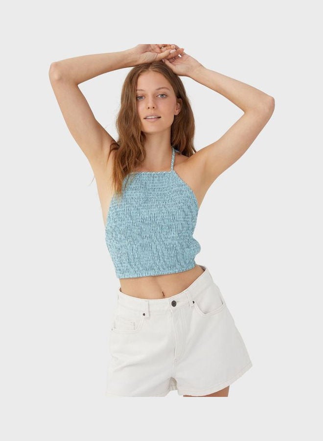 Cotton On - Shirred Halter Cami Top Checks - Image 1
