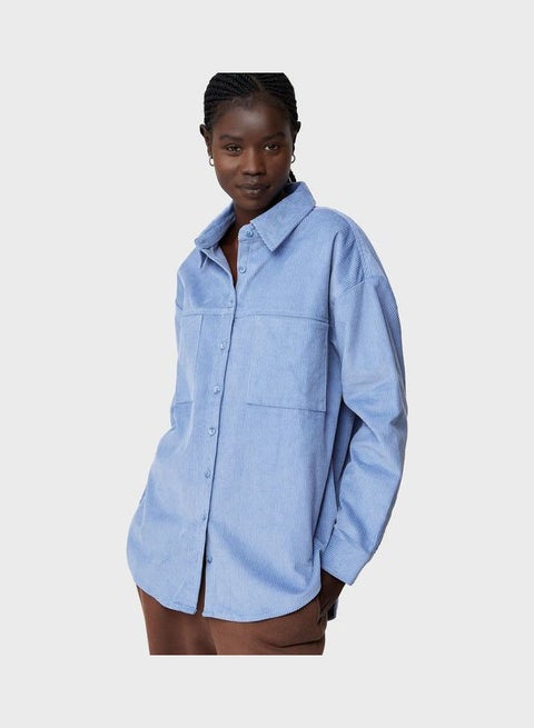 Lightweight Cord Shacket Blue