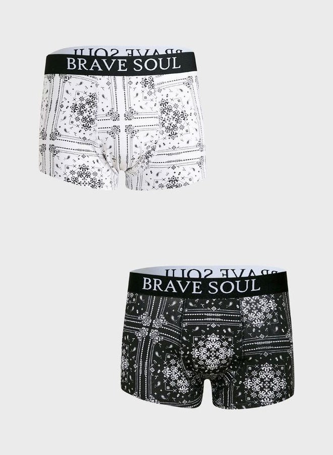 BRAVE SOUL - 2 Pack Printed Branded Boxers Multicolor - Image 1