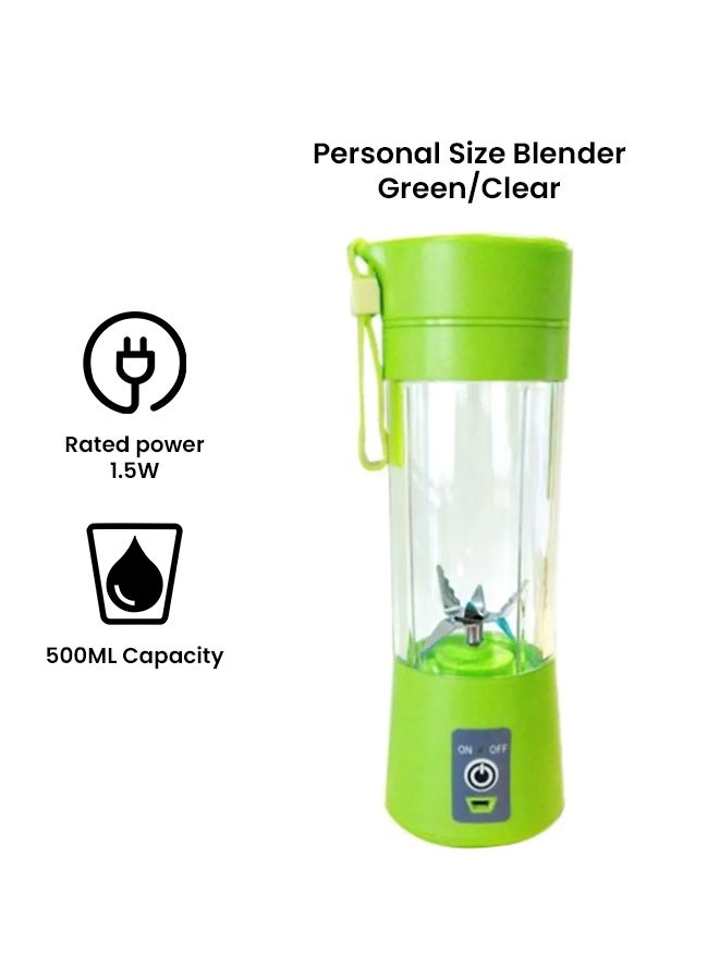 كول بيبي خلاط للعصير محمول وعالي الطاقة ومزود بمنفذ USB للشحن وكابل 500.0 ml 1.5 W SAJ1723GN شفاف / أخضر - Image 2