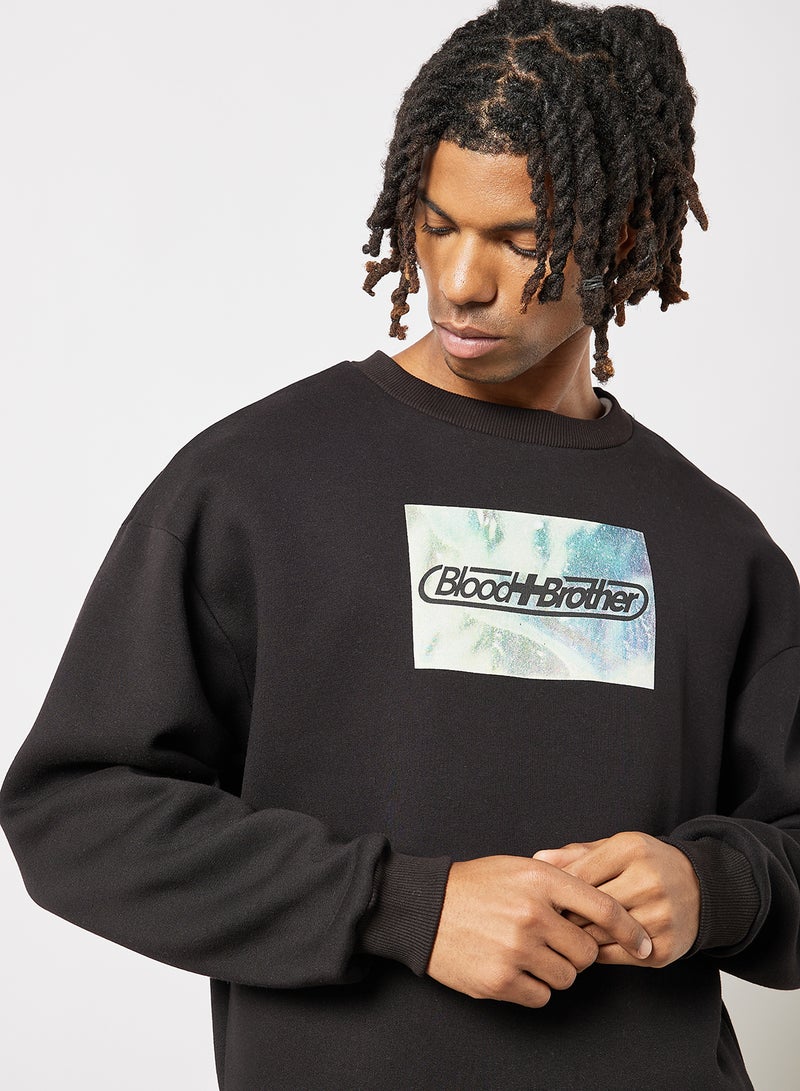Blood Brother - Logo Print Sweatshirt Black - Image 1