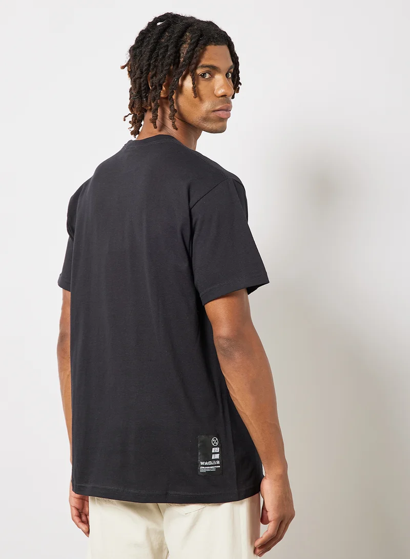Blood Brother Slogan Print T-Shirt Black