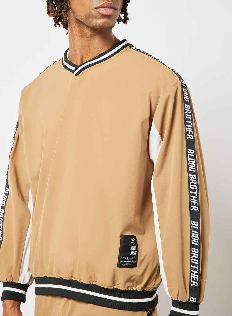 Blood Brother - Logo Tape Sweatshirt Taupe - Image 1