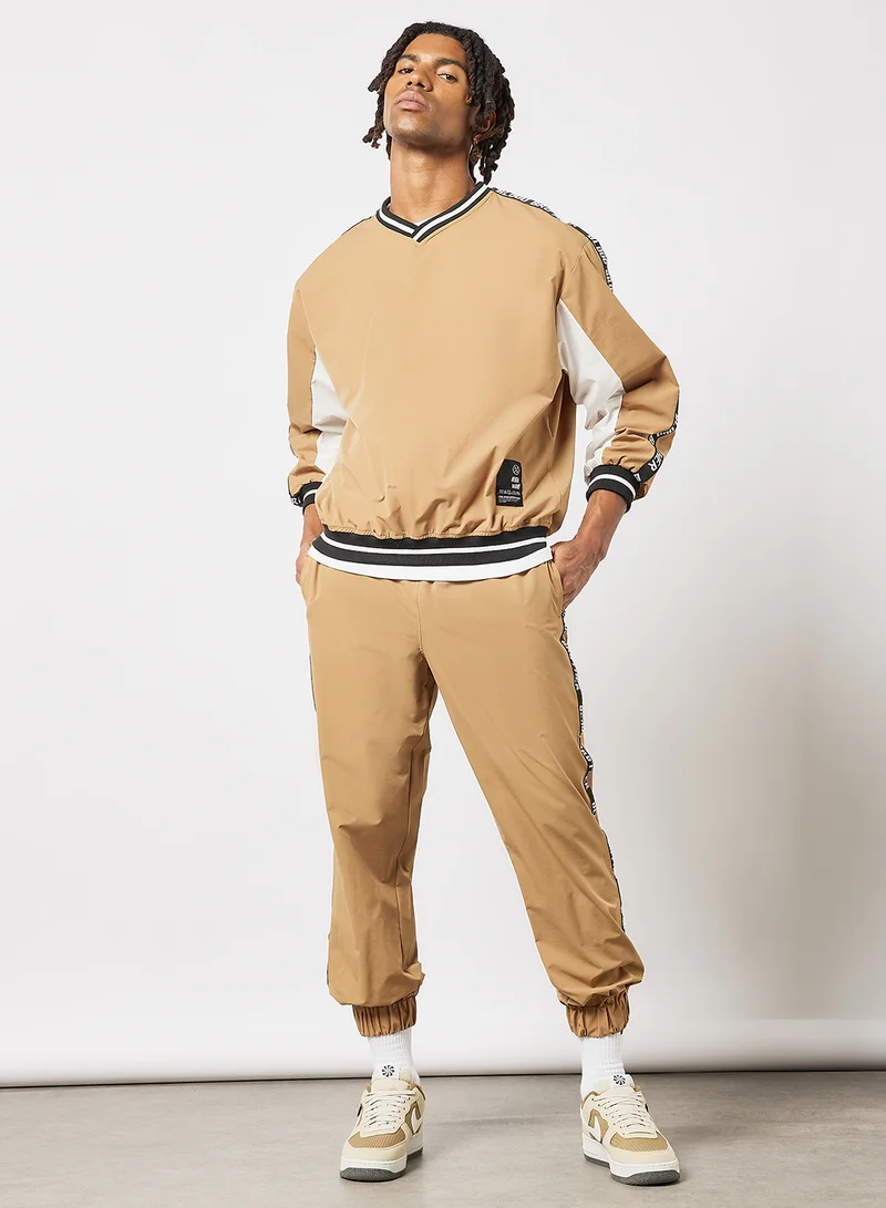 Blood Brother Logo Tape Joggers Taupe