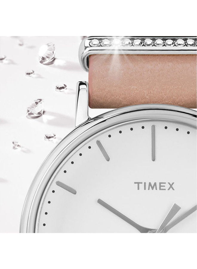 TIMEX Women's Leather Analog Watch Tw2R70400 - Image 2