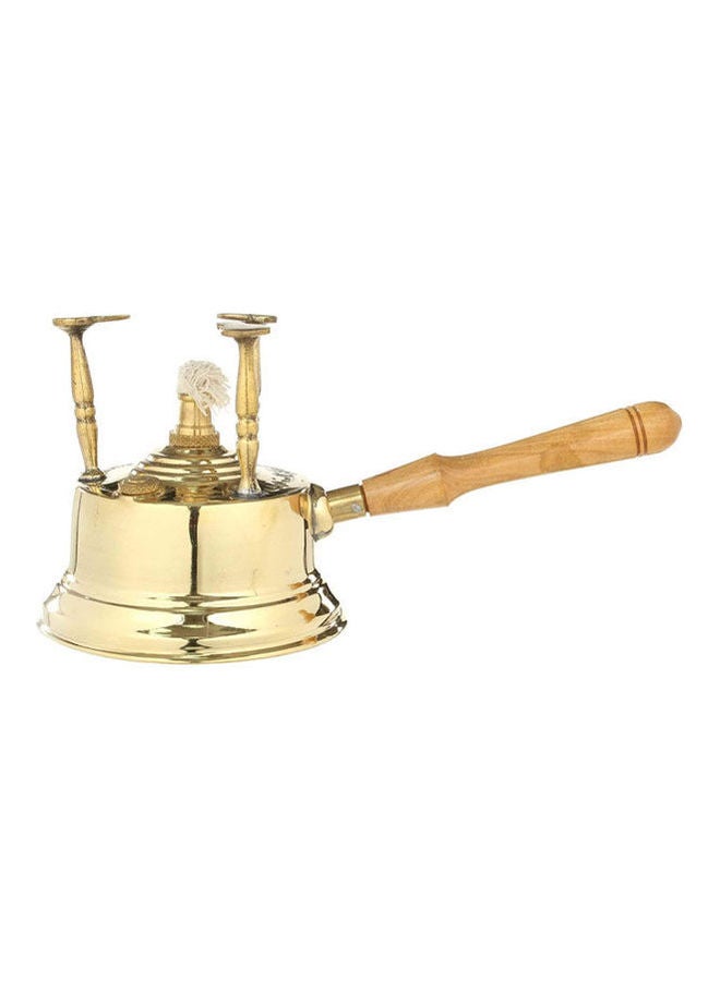 Copper Alcohol Burner With Wooden Handle Gold - Image 2