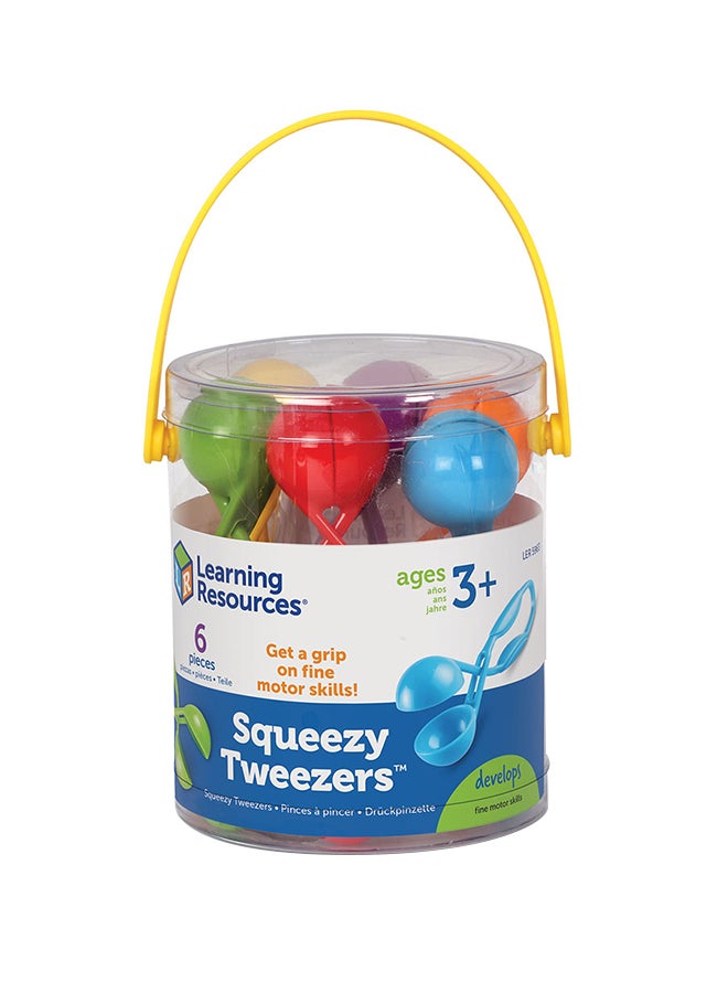 Learning Resources Squeezy Tweezers (Set of 6, Bulb-Action, Multi-Color, Ages 3+) 12.4x10.7x10.7cm - Image 1