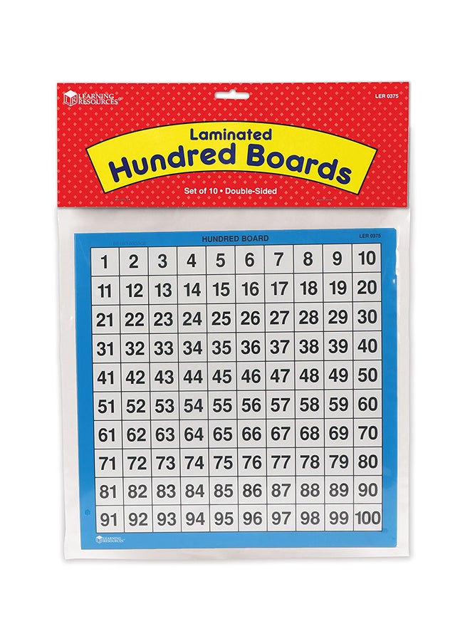 Learning Resources Laminated Hundred Boards (Set of 10, 28cm x 28cm, Dry-Erase, Ages 5+) 0.6x30.5x40.6cm - Image 1
