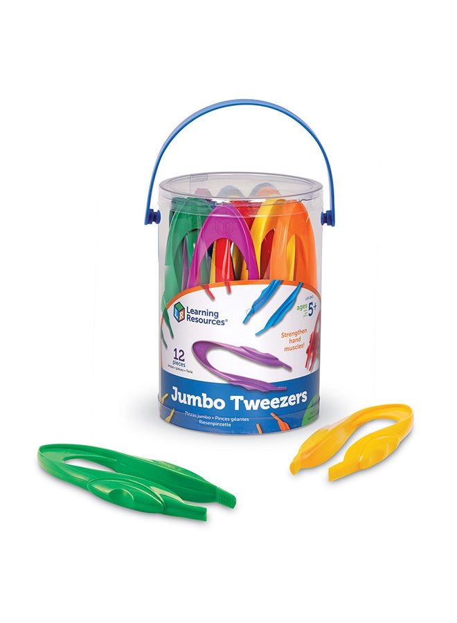 Learning Resources Primary Science Jumbo Tweezers (12-Piece Set, 15cm, Multi-Color, Ages 3+) 10.9x10.9x15.5cm - Image 2
