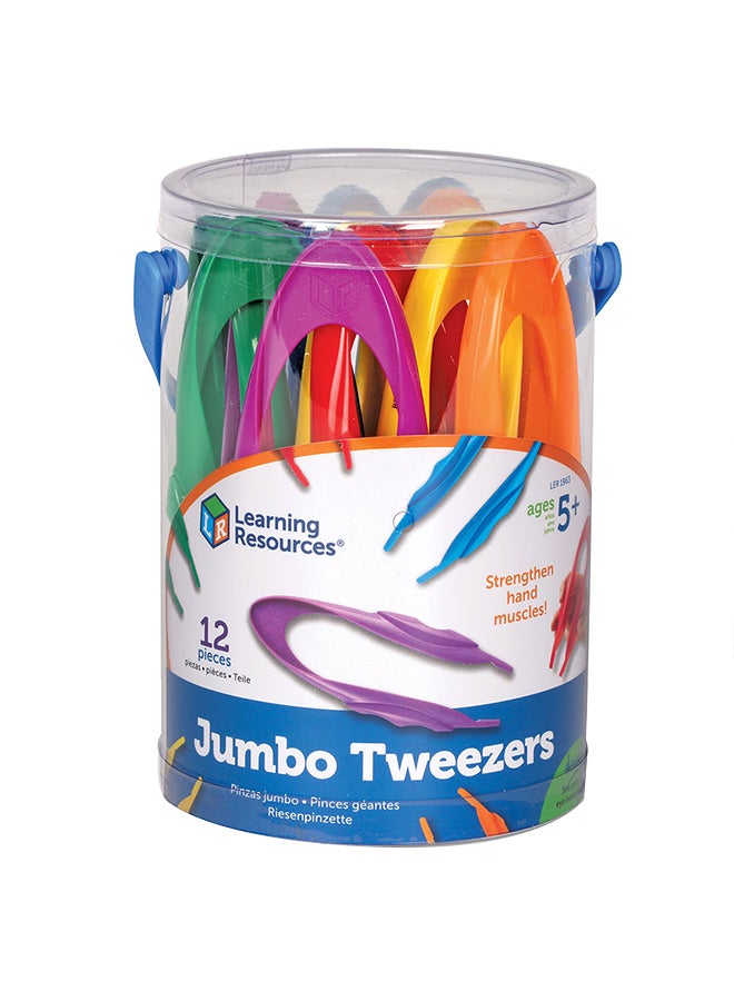Learning Resources Primary Science Jumbo Tweezers (12-Piece Set, 15cm, Multi-Color, Ages 3+) 10.9x10.9x15.5cm - Image 1