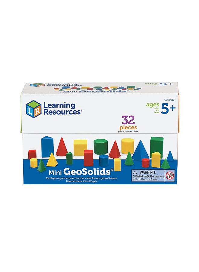 Learning Resources Mini GeoSolids (Set of 32, 2.5cm, Multi-Color Plastic, Ages 5+) 19.8x11.9x7.6cm - Image 1