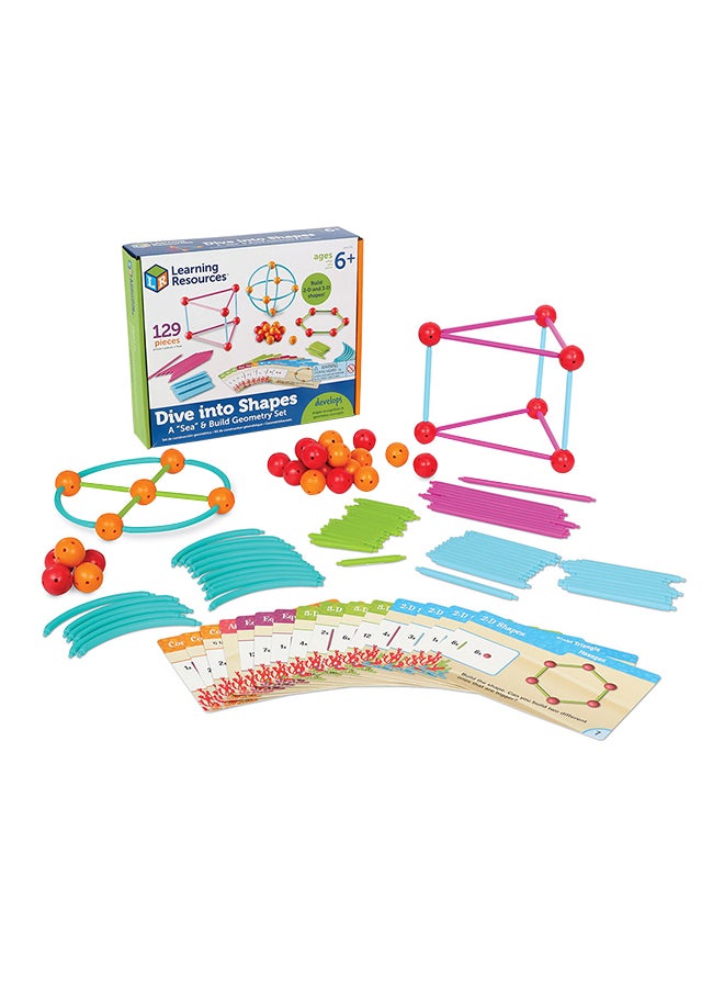 Learning Resources Dive Into Shapes! Geometry Set (129-Piece, Multi-Color, Ages 6+) 25.1x20.6x5.8cm - Image 1
