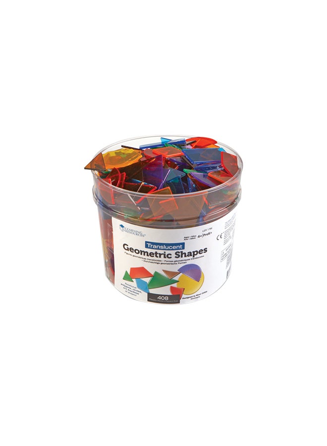Learning Resources Translucent Geometric Shapes (408-Piece Bulk Set, Multi-Color, Ages 4+) 15.7x15.7x13cm - Image 1