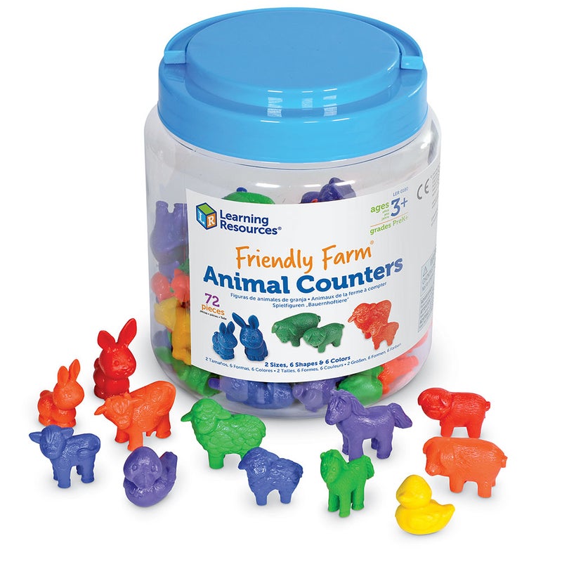 Learning Resources Friendly Farm Animal Counters (72-Piece Set, 6 Animals/Colors, Ages 3+) - Image 2