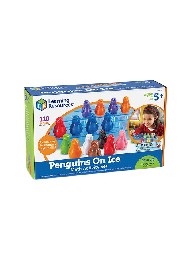 Learning Resources Penguins On Ice Math Set (110-Piece, 10 Bars & 100 Penguins, Ages 5+) 33.5x20.6x8.9cm - Image 1